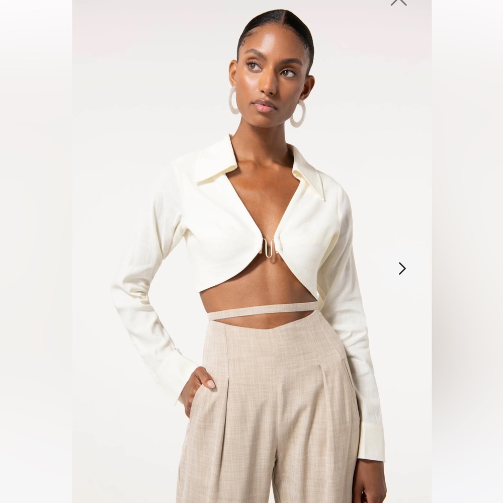 Cult Gaia Soraya Linen Top Off White